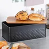Elegante scatola per il pane in metallo nero con coperchio Anteprima dell’immagine prodotto 10