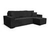 A black sectional sofa with an ottoman is displayed against a white background. Produktbild-Vorschau