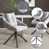 A gray velvet dining chair with black metal legs is shown in a modern dining room setting. The image includes close-up insets highlighting product features. Podgląd zdjęcia produktu