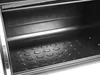 Interior view of a black bread bin with a patterned base. Podgląd zdjęcia produktu