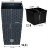 A product image showing a tall, square planter with a woven texture and a separate inner pot with dimensions labeled. Anteprima dell’immagine prodotto