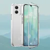 A transparent phone case is shown next to a smartphone. Produktbild-Vorschau