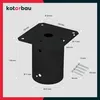 A black metal post base with dimensions and screws shown. Produktbild-Vorschau