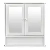 A white bathroom cabinet with two mirrored doors and an open shelf below, shown against a white background. Anteprima dell’immagine prodotto