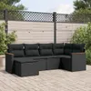 vidaXL 6-tlg. Garten-Sofagarnitur mit Kissen Schwarz Poly Produktbild-Vorschau 2