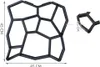A black plastic mold for creating paving stones, shown with dimensions indicated. Náhľad obrázku produktu