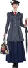 A woman dressed as Mary Poppins stands against a white background, holding a bag and an umbrella. Produktbild-Vorschau