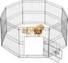 Two puppies are inside a black wire dog playpen. Produktbild-Vorschau