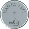 A close-up, top-down view of a VARTA V371 coin cell battery. Voir les images du produit