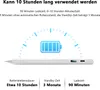 A stylus pen with a battery indicator and charging information. Produktbild-Vorschau