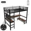 A diagram showing the dimensions of a bunk bed with a desk and shelves. Podgląd zdjęcia produktu