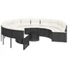Gartensofa mit Tisch und Kissen Rund Schwarz Poly-Rattan Produktbild-Vorschau 1