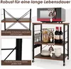 A 3-tier kitchen cart with a microwave on top and various kitchen items on the shelves. Voir les images du produit