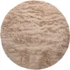 A round, shaggy rug on a white background. Produktbild-Vorschau