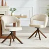 Lot de 2 chaises pivotantes rétro, en velours côtelé blanc Voir les images du produit 5