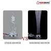Comparison of two shower heads, one labeled 'OTHER SHOWER' and the other 'HERZBERG SHOWER', with water streams shown. Náhľad obrázku produktu