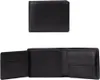 A black leather BOSS wallet shown from the outside and then opened up. Podgląd zdjęcia produktu