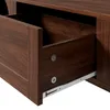 A close-up view of an open wooden drawer with metal drawer slides. Podgląd zdjęcia produktu
