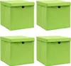 Úložné boxy s víky 4 ks zelené 32 x 32 x 32 cm textil Náhled obrázku produktu 1