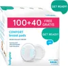 A product box for BabyOno Comfort breast pads, showing the packaging and some product samples. Voir les images du produit