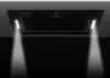 A black range hood with integrated LED lights illuminating downwards. Náhľad obrázku produktu