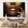 MuchoWow® - Obraz na płótnie - Gold - Woman - Colour - Lips Podgląd zdjęcia produktu 7