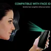 A person's hand holds a smartphone, with a digital representation of a face and a beam of light emanating from the phone towards the face. Produktbild-Vorschau