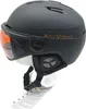 A black ski helmet with an orange visor is displayed on a white mannequin head against a white background. Voir les images du produit