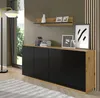 Buffet Aurus mit 4 Türen, Holzoptik und Schwarz, 198cm Produktbild-Vorschau 3