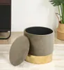 OVRADIS runder Hocker mit Stauraum – beige/gold Produktbild-Vorschau 2