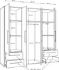 Šatníková skriňa - 206 x 200 cm - 4 dvere - 4 zásuvky - Náhľad obrázku produktu 7
