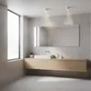 A modern bathroom with a sink, mirror, and a large window. Náhled obrázku produktu