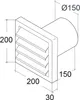 Aussengitter Ø 150mm Lüftungsgitter Dunstabzug Küche Produktbild-Vorschau 2