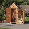 HOMAVO Gerätehaus Holz mit Kaminholzregal & UV-Schutz Produktbild-Vorschau 6