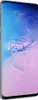 A side view of a Samsung Galaxy S10 smartphone with a colorful wallpaper displayed on its screen. Produktbild-Vorschau