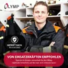 A firefighter in uniform standing in a locker room. Produktbild-Vorschau