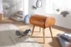 FineBuy Tabouret en cuir véritable / bois massif 45 x 53 x Voir les images du produit 2