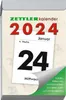 A close-up of a tear-off calendar page for January 24, 2024, with promotional text on a folded corner. Produktbild-Vorschau