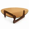 Vrygle Table Basse Ronde en Verre avec Pieds en Bois – Voir les images du produit 9
