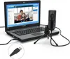 A laptop is shown connected to a microphone, with a video call visible on the laptop screen. Podgląd zdjęcia produktu