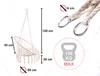 A diagram showing the dimensions and weight capacity of a hanging chair, along with a close-up of the hanging mechanism. Podgląd zdjęcia produktu