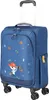 A blue children's suitcase with a pirate theme, featuring a cartoon pirate character and various pirate-themed graphics like treasure chests and palm trees. Produktbild-Vorschau
