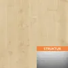 A close-up view of a light wood-grain texture with an orange overlay in the bottom right corner displaying the word 'STRUKTUR' and a gray textured area below it. Produktbild-Vorschau