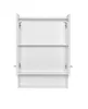 An open white cabinet with shelves, viewed from the front. Produktbild-Vorschau