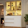 Merax Glasvitrine, mit LED-Beleuchtung, 3 Schubladen, 4 Produktbild-Vorschau 1