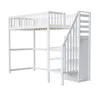 A white wooden loft bed with stairs and a slide, shown against a white background. Anteprima dell’immagine prodotto