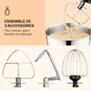 A collage showing kitchen mixer accessories and the mixer in use. Voir les images du produit