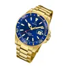 A gold-plated Jaguar professional diver watch with a blue dial, presented against a white background. Produktbild-Vorschau