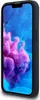 A black phone case with a colorful abstract wallpaper on the phone screen. Produktbild-Vorschau