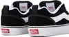 Close-up rear view of two black and white Vans sneakers. Voir les images du produit